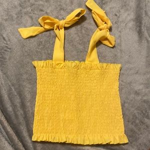 yellow tie shoulder top